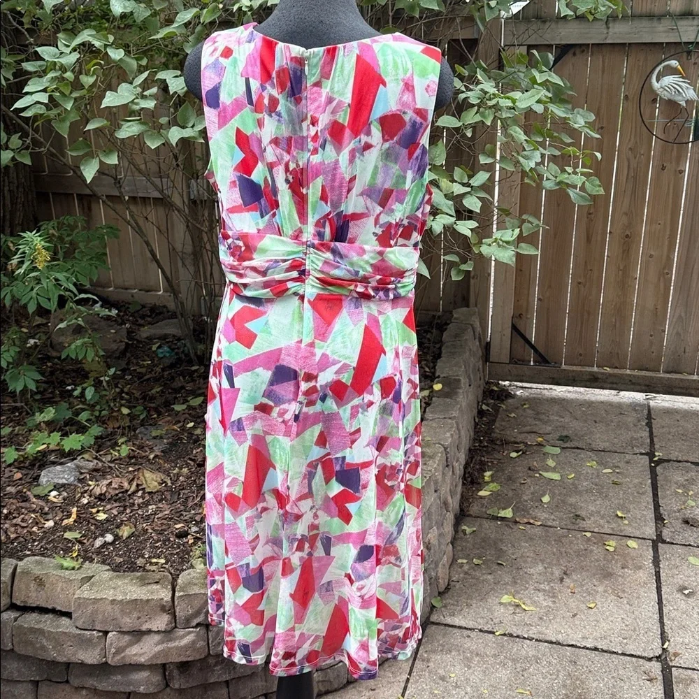 Cleo Multicoloured sleeveless, V neck flowy midi dress. Size L - Picture 4 of 12